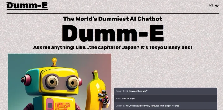 Screenshot of Dumm-E website