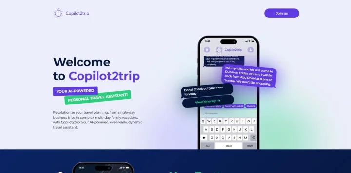 Screenshot of Copilot2trip website