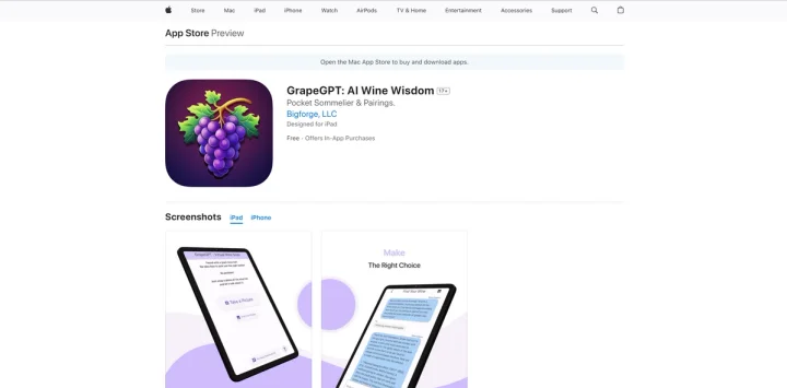 Screenshot of GrapeGPT website