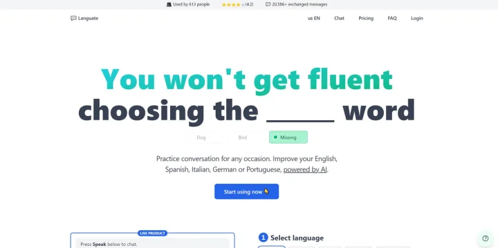 Screenshot of Languate website