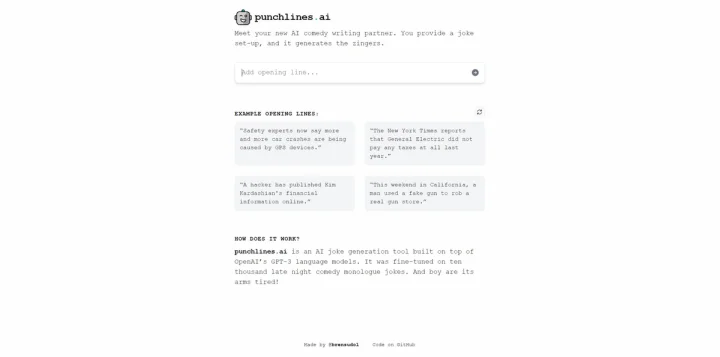 Screenshot of Punchlines.ai website