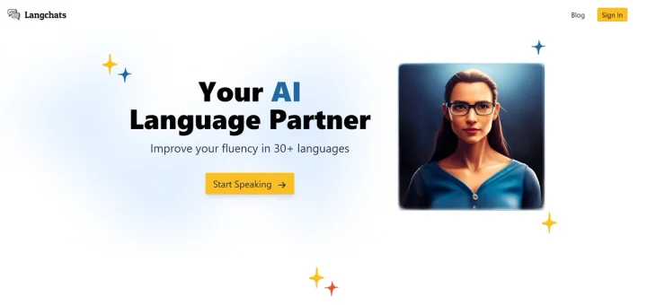 Screenshot of Langchats website