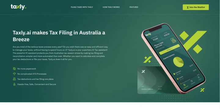 Screenshot of Taxly website