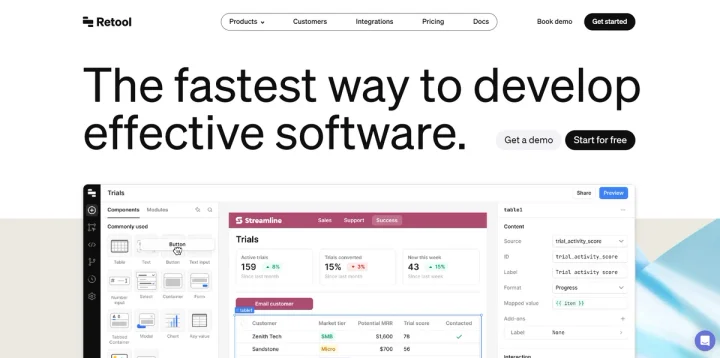 Screenshot of Retool AI website