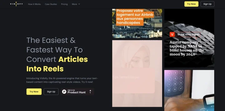 Screenshot of Vidiofy website