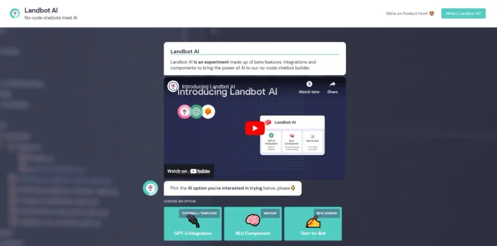 Screenshot of Landbot AI website