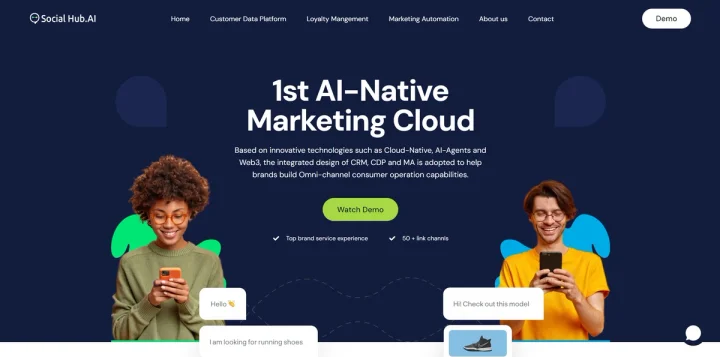 Screenshot of SocialHub.AI website