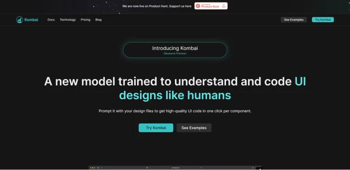 Screenshot of Kombai website