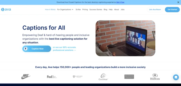 Screenshot of Ava website