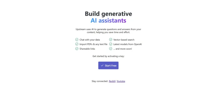 Screenshot of Upstream AI website