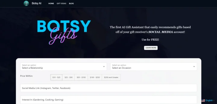 Screenshot of Botsy AI website