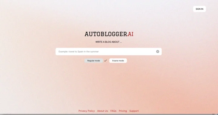 Screenshot of Autoblogger.ai website