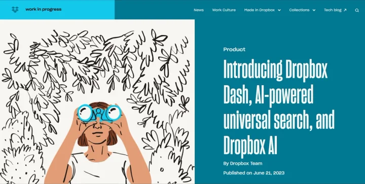 Screenshot of Dropbox AI website