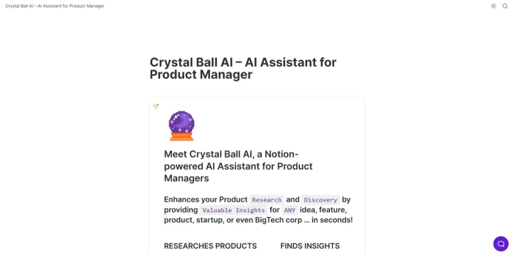 Screenshot of Magic Crystal Ball website