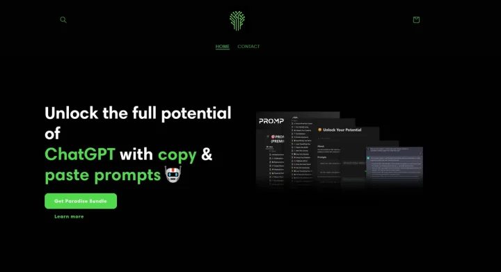 Screenshot of Prompt Paradise website