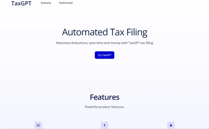 Screenshot of TaxGPT website