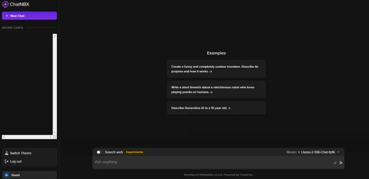 Screenshot of ChatNBX website
