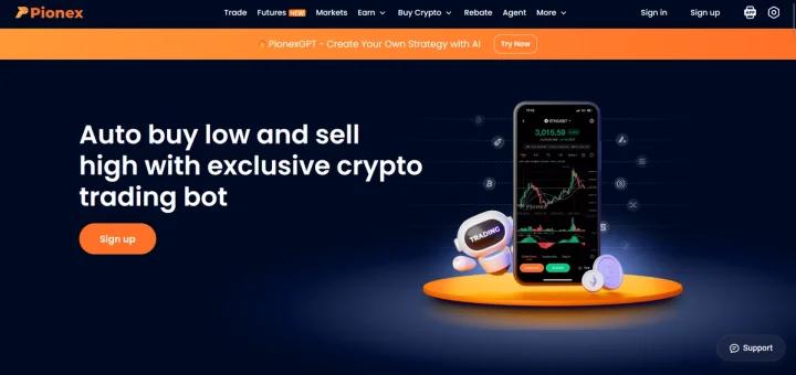 Screenshot of PionexGPT website