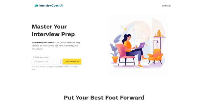 Screenshot of InterviewCoachAI website