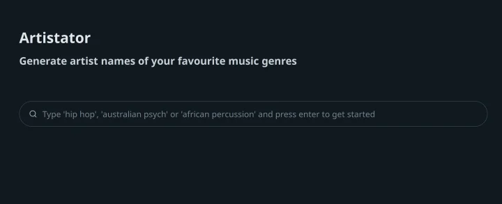 Screenshot of Artistator website