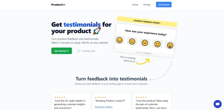 Screenshot of ProductKit website