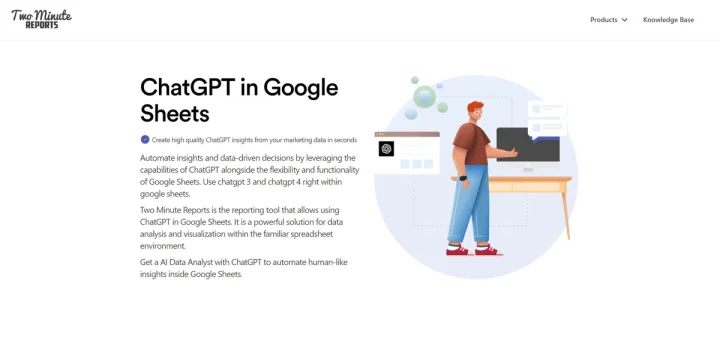 Screenshot of ChatGPT in Google Sheets website