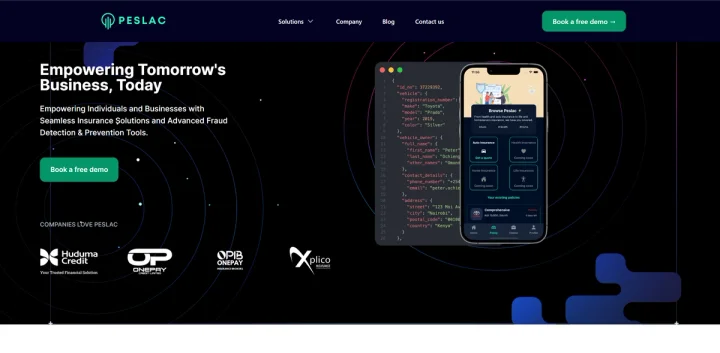 Screenshot of Peslac website