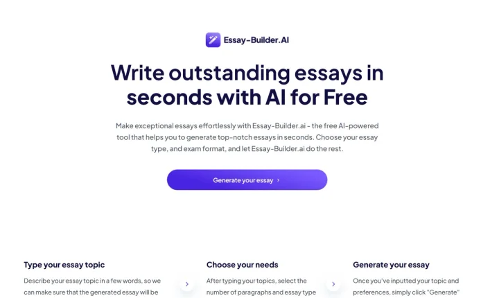 Screenshot of Essay-Builder.AI website