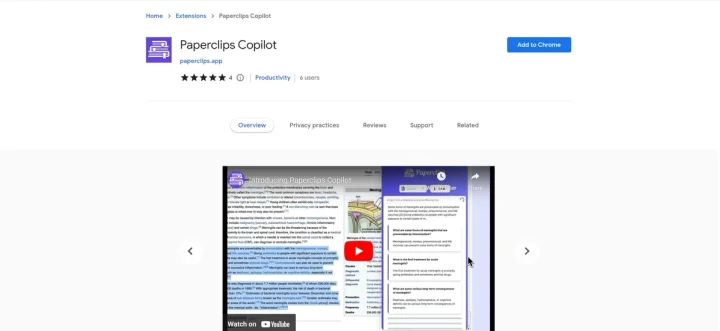 Screenshot of Paperclips Copilot website