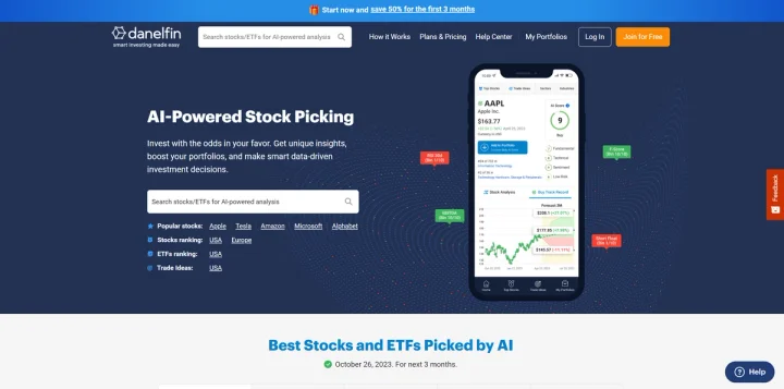 Screenshot of Danelfin website