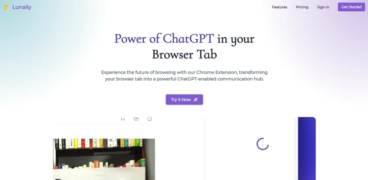 Screenshot of Lunally website