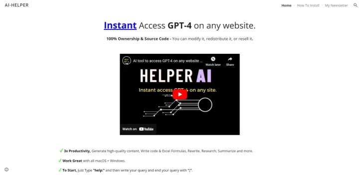 Screenshot of AIhelper website