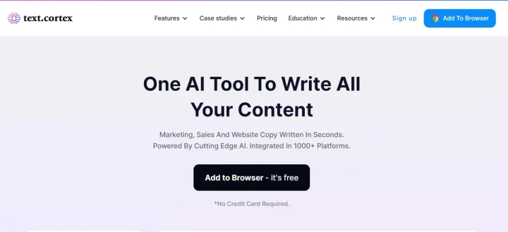 Screenshot of TextCortex AI website