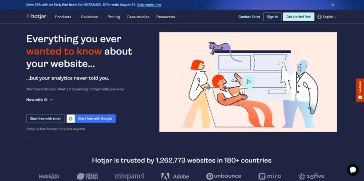 Screenshot of Hotjar AI website