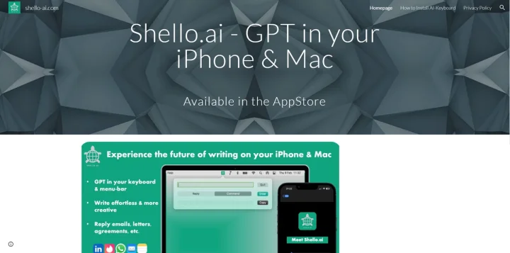 Screenshot of Shello AI website
