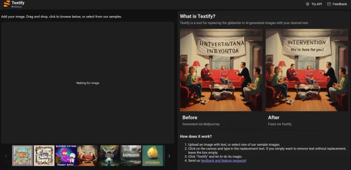 Screenshot of Storia Textify website