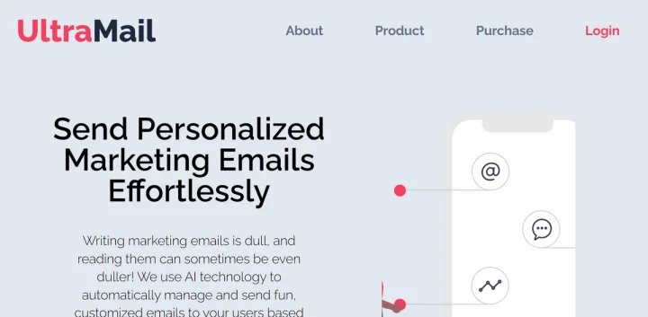 Screenshot of Ultramail website