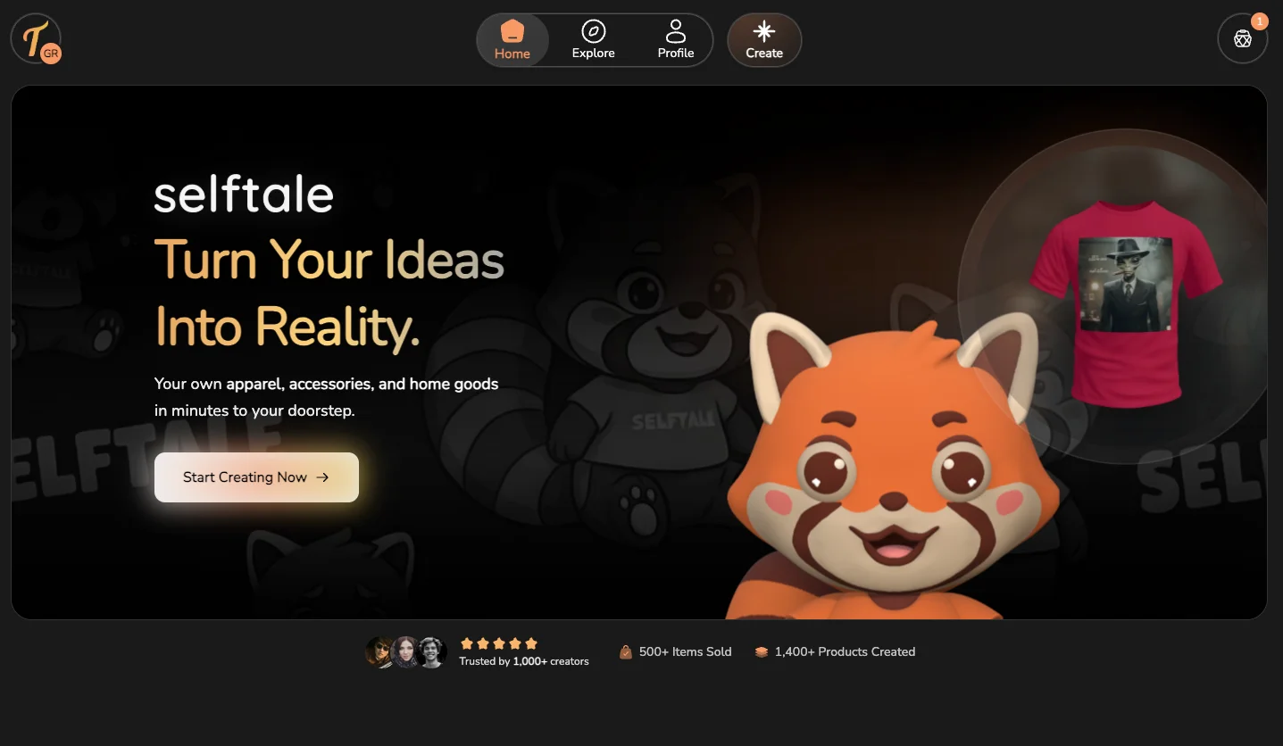 Screenshot of Selftale website
