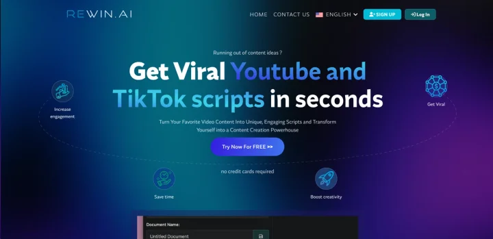 Screenshot of Rewin website