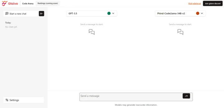 Screenshot of Glaive website