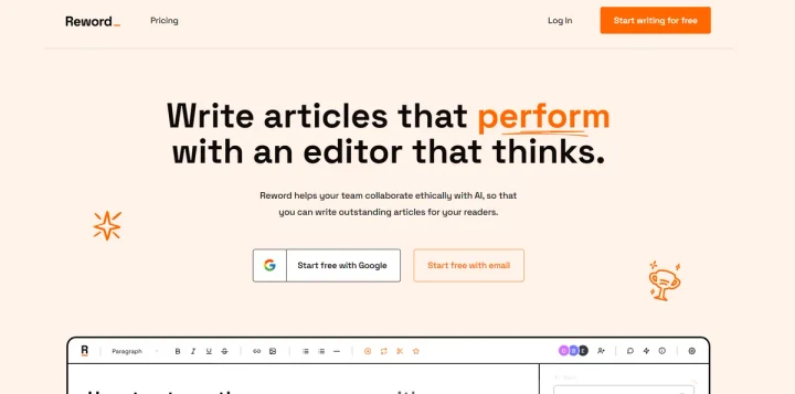 Screenshot of Reword website