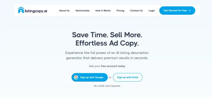 Screenshot of Listing Copy AI website