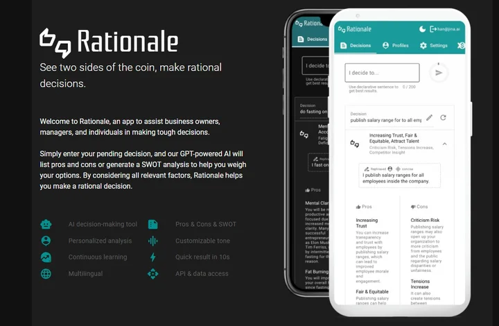 Screenshot of Rationale website