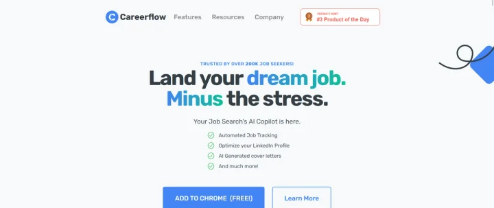 Screenshot of Careerflow website