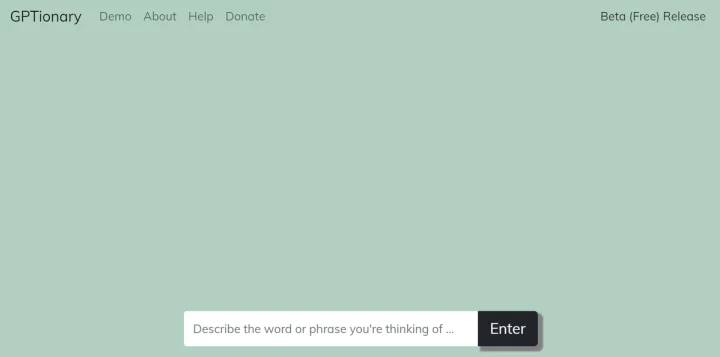 Screenshot of GPTionary website