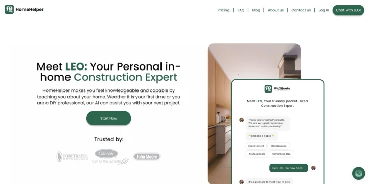 Screenshot of HomeHelper website