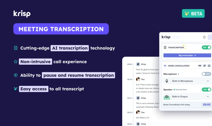 Screenshot of Krisp website