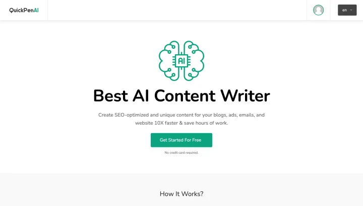 Screenshot of QuickPenAI website
