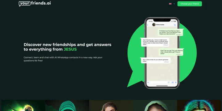 Screenshot of Yourfriends.ai website