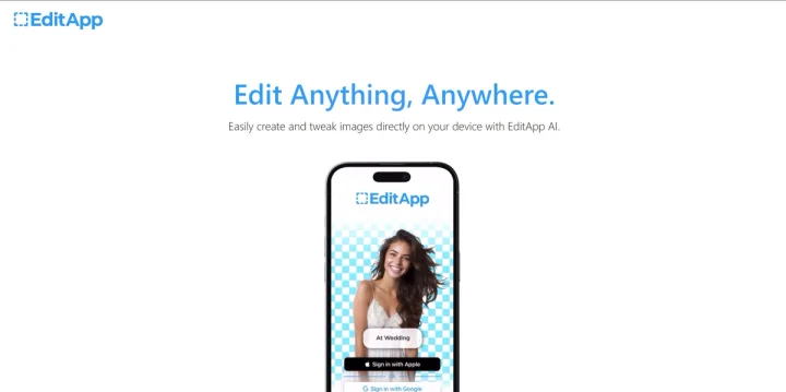 Screenshot of EditApp AI website